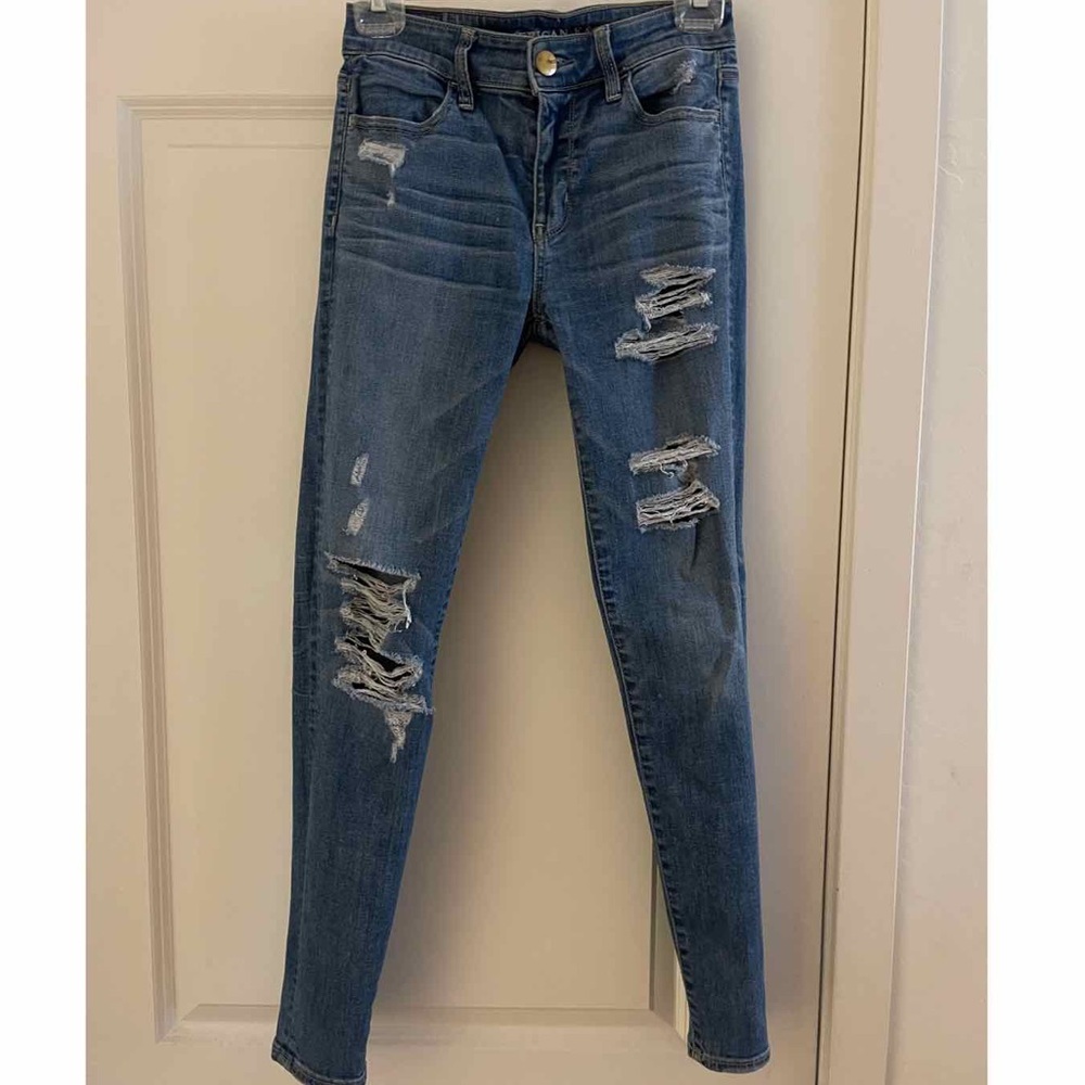 American eagle stretch skinny jeans distressed